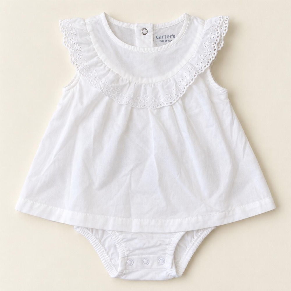 Carter's Child of Mine White Eyelet Dress Bodysuit • 3–6 Months